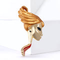 Abstract Woman Profile Enamel Brooch in Brown or Pink view 4