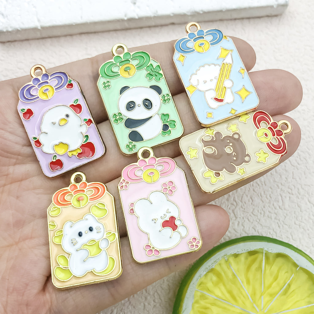 Zinc Alloy Enamel Omamori Blessing Charm Pendant for DIY Keychain Jewelry