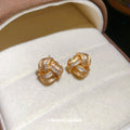 Gold Tone Woven Knot Stud Earrings Decorative Jewelry Pair view 4