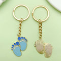 Baby Shower Charm Keychains Featuring Blue Feet Ring Across 14 Pictured Variations view 4