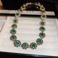 Green Crystal Flower Necklace Bracelet Stud Earrings Pieces view 1