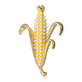 Yellow Corn Cob Brooch With Rows of White Pearl Beads view 1