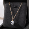 Gold Tone Round Glass Evil Eye Pendant Necklaces in Eight Colors view 4