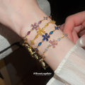 Gold Chain Flower Drop Zircon Adjustable Bracelets Four Colors view 1