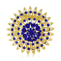 Large Openwork Sunflower Brooch Crystal Cluster Metal Pin view 5