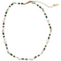 Green Gold White Pearl Stone Beaded Choker Necklace view 5