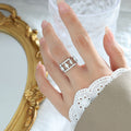 Open Geometric Diamond Cutout Rings Gold And Steel Tone view 6