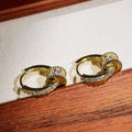 Gold Detachable Barrel Zircon Charm Hoop Earrings Pair view 3