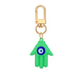 Twelve Piece Gold Tone Colorful Hamsa Evil Eye Clip Keychain Set view 2