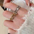 Gold Open Multi Band Star Ring Clear Accent Stones view 3