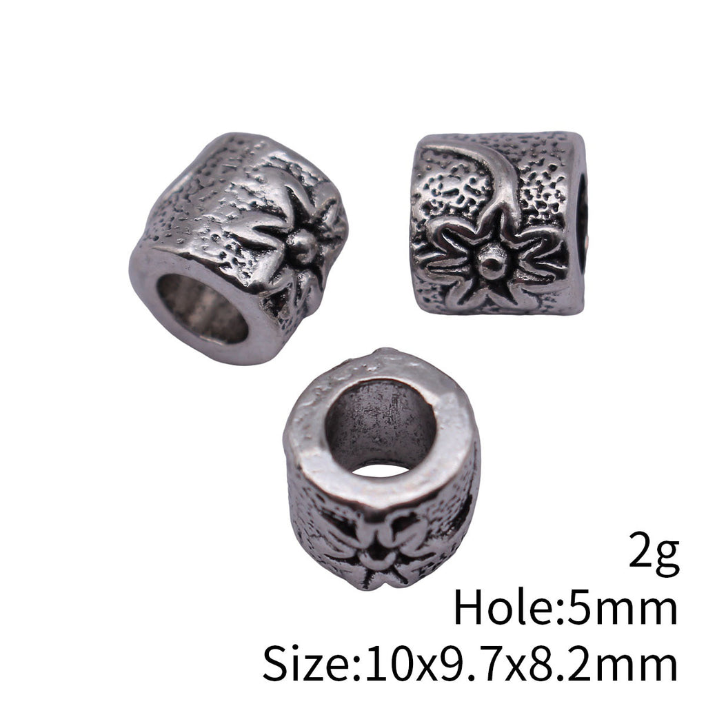 10x9.7x8.2mm 2g Antique Silver Zinc Alloy Flower Pattern Large Hole Beads for DIY Jewelry Making