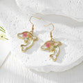 Gold Dolphin Dried Flower Resin Drop Earrings Five Styles view 3