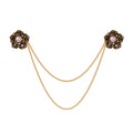 Gold Tone Camellia Crystal Pearl Look Four Designs Metal Brooch Pin view 6