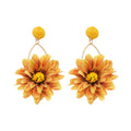 Fabric Daisy Hoop Drop Earrings in Four Colors Decorative Jewelry view 5