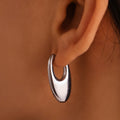 Gold Polished U-Shaped Stud Earrings Smooth Metal Finish view 2