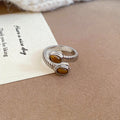Oval Brown Stone Open Rings Gold Or Silver Three Styles view 8