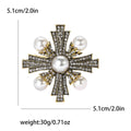 Pearl And Crystal Cross Brooch Decorative Lapel Pin view 4