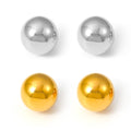Gold Silver Hollow Dome Ball Stud Earrings Polished Metal view 5