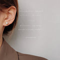 Gold Tone Textured Round Frame White Pearl Stud Earrings view 4