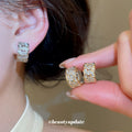Crystal Chain Link Clip On Hoop Earrings In Two Tones view 2