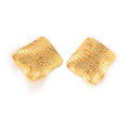 Irregular Square Fold Stud Earrings Textured Gold Steel Tone view 5