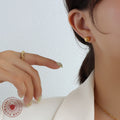 Hammered Texture Round Ball Stud Earrings Gold Or Steel view 3