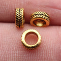 Two Finish Leaf Pattern Large Hole Spacer Bead Metal Jewelry Making Component view 3