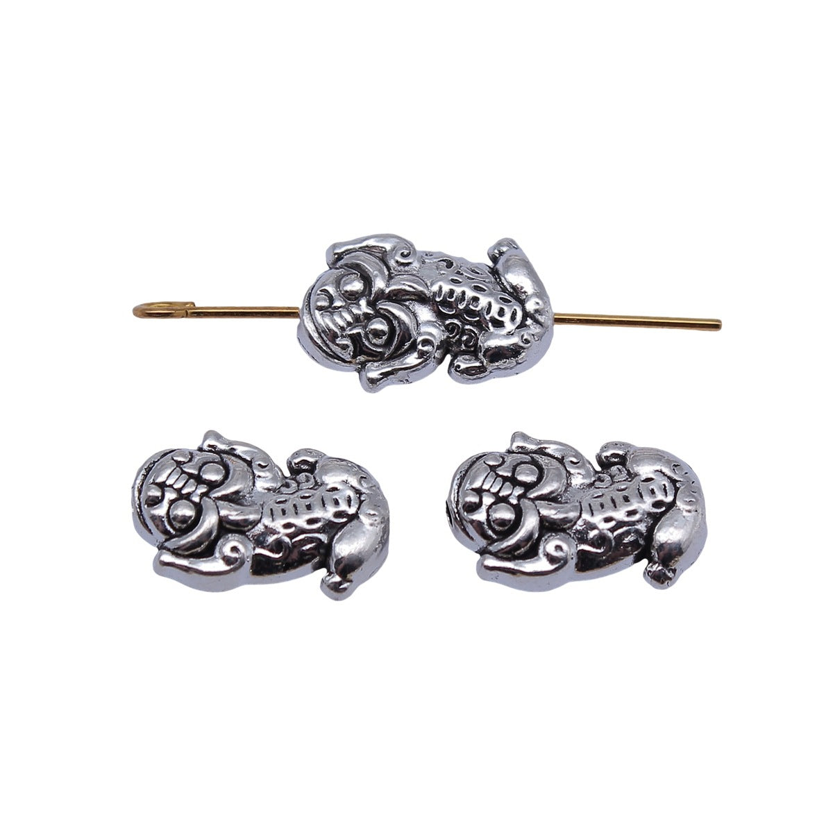 15x10x4.8mm 2.1g Antique Silver Zinc Alloy Pixiu Small Hole Spacer Beads for DIY Jewelry Accessories