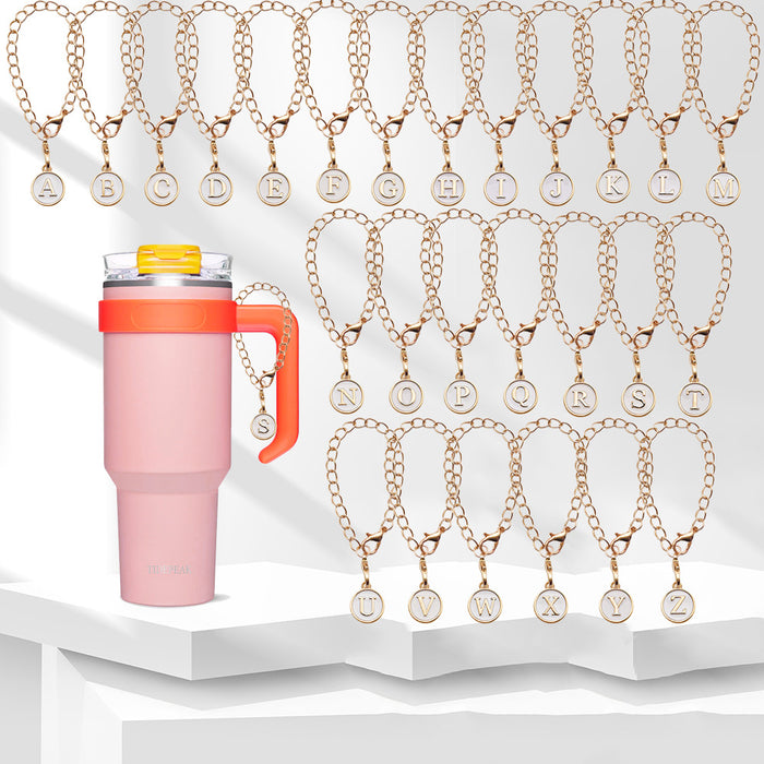 Initial Letter Metal Chain Cup Charm with Lobster Clasp