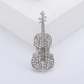 Crystal Violin Brooch with Bow Detail in White or Black view 6