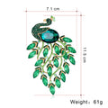 Green Gold Tone Peacock Crystal Metal Brooch Pin for Jackets and Lapels view 2