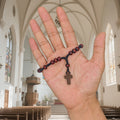 Dark Brown Wood Bead Cross Pendant Prayer Bracelet view 3