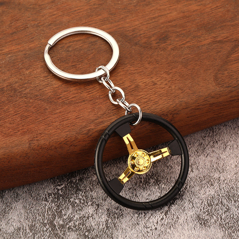 Racing Steering Wheel Zinc Alloy Keychain Creative Model Accessory
