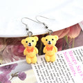 Miniature Flocked Bow Bear Hook Earrings in Four Colors view 6