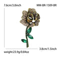 Long Stem Crystal Rose Brooch in Four Colors for Jackets, Coats, and Scarves view 5