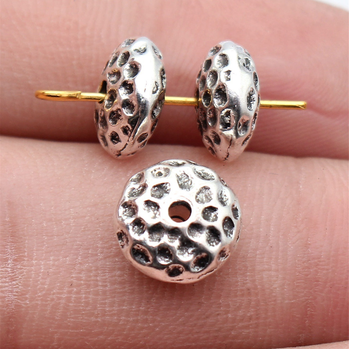 10x10x5mm 1.6g Multi-Color Zinc Alloy Hammered Round Spacer Beads for DIY Bracelet Making