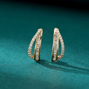 Tapered Crystal Hoop Earrings in Silver and Gold Tones