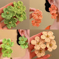 Crocheted Flower Cluster Stud Earrings In Four Bright Colors view 1