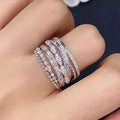 Extra-Wide Layered Baguette And Round Clear Stone Ring view 3