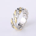 Wide Flat Curb Chain Band Ring In Three Metal Finishes view 7