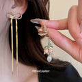 Gold Tone Pearl Butterfly Bow Earring Three Pair Sets view 4