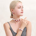 Four Color Pearl Look Oval Necklace Bracelet Earring Jewelry Sets view 6