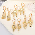 Gold Tone Body Part Motif Huggie Drop Earrings in Four Designs view 1
