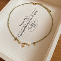 Crystal Flower Beaded Necklaces in Gold and Green Tones view 7