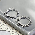 Silver Tone Lotus Petal Openwork Hoop Earrings Metal Alloy view 2