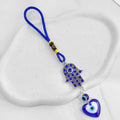 Silver-Tone Hamsa Hand Evil Eye Charm With Braided Cord view 3