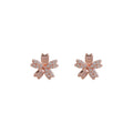 Rose Gold Mini Five Petal Flower Clear CZ Stud Earrings view 5