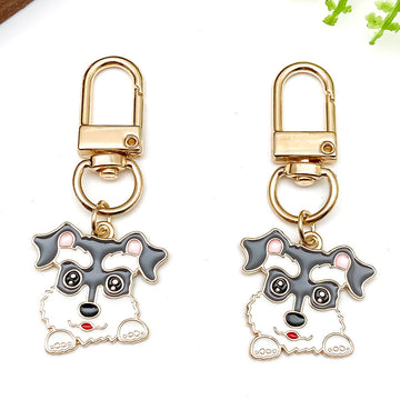 Eight Schnauzer and Dog Breed Metal Clasp Keychain Designs