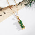 Green Jade-Look Gourd Bamboo Pendant Necklaces Gold Chain 5 Styles view 10