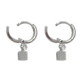Gold-Tone Mini Huggie Hoop Cube Charm Drop Earrings Pair view 5
